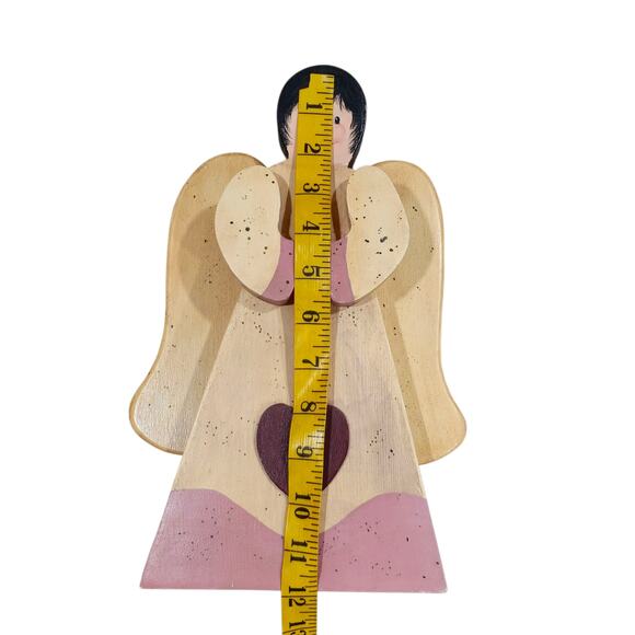 Vintage Wooden decorative angel figures, Lot of Two 16" 12" - Picture 3 of 13